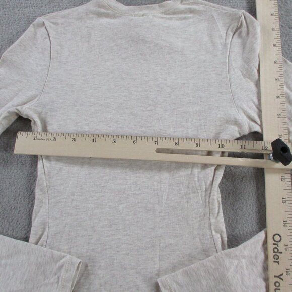 SKIMS Cotton Jersey Long Sleeve T Shirt Womens 2XS XXS Oatmeal Heather NEW NWT - Picture 4 of 8